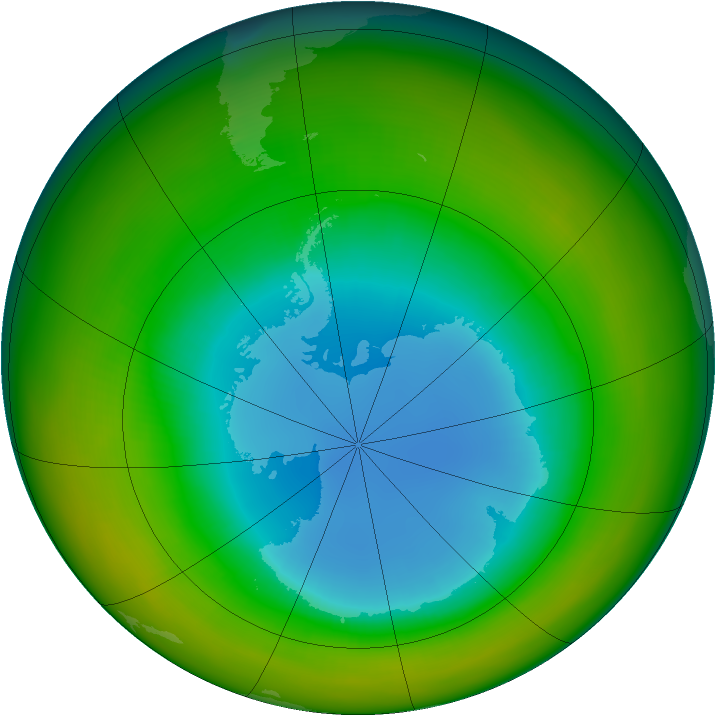 Antarctic ozone map for August 1986